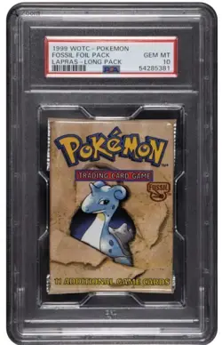 1999 WOTC Pokemon Fossil Foil Pack Long Pack - Lapras PSA 10 GEM MINT booster - Image 1