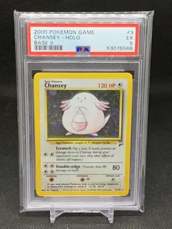 Pokemon Base Set II Chansey Holo 3/130 WOTC | PSA 5 EX - Image 1