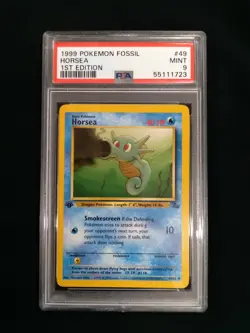 Graded PSA 9 HORSEA #49 1999 Pokemon Fossil 1ST EDITION MINT - Image 1