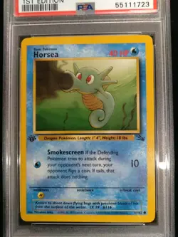 Graded PSA 9 HORSEA #49 1999 Pokemon Fossil 1ST EDITION MINT - Image 2