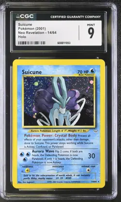 CGC 9 MINT Suicune 2001 Neo Revelation 14/64 Holo Pokemon Card - Image 1