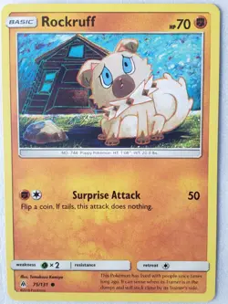 Rockruff 75/131 NM / M Forbidden Light Pokemon Card - Tomokazu Komiya Art - Image 1