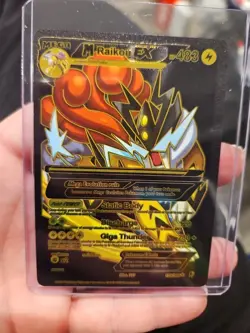 M Raikou Ex Black Foil Fan Art Vinyl Collector Pokemon Card - Image 1