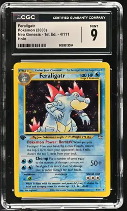 CGC 9 MINT Feraligatr Neo Genesis 1st Edition 4/111 Holo Pokemon Card - Image 1