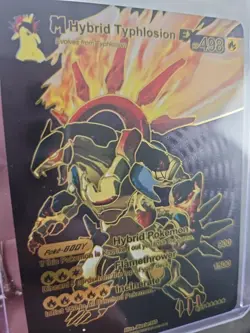 M Hybrid Typhlosion EX Black Foil Fan Art Vinyl Collector Pokemon Card - Image 4