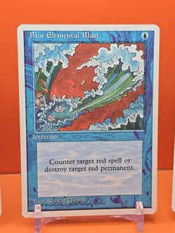 🔵🔵🔵 (4) 1995 MAGIC The Gathering BLUE ELEMENTAL BLAST 4TH EDITION PLAYED 🔵🔵 - Image 4