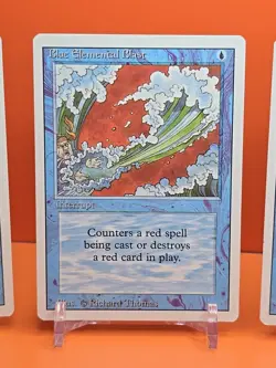 🔵 (4) 1994 MAGIC The Gathering BLUE ELEMENTAL BLAST REVISED 3RD EDITION PLAYED3 - Image 3