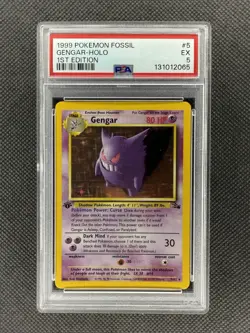 1999 Pokemon Fossil Gengar 1st Edition Holo 5/62 PSA Graded 5! - Image 1