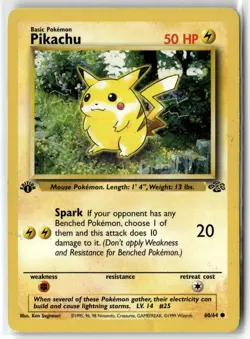 Pikachu ⭐ 60/64 Common Jungle 1st Edition 1999 Pokemon NM/LP - Image 1