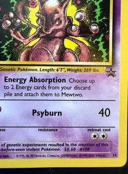 Mewtwo 1999 Pokemon Black Star Movie Promo Stamped #14 - Near Mint - Image 4