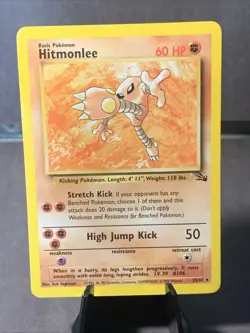 Pokemon TCG Hitmonlee 7/62 Fossil Unlimited Non Holo Rare WOTC Vintage 1999 LP - Image 1