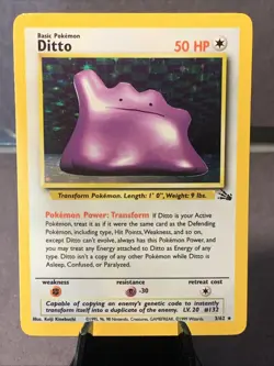 Pokemon TCG Ditto #3/62 Holo Rare Fossil Set Unlimited WOTC VTG 1999 LP - Image 1