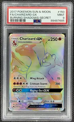 2017 Pokemon Sun & Moon Burning Shadows Charizard GX Secret Rare 150/147 PSA 9 - Image 1