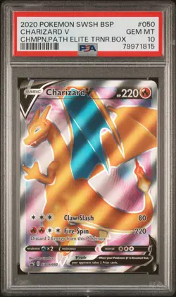 2020 Pokemon SWSH BSP Charizard V #050 Champion's Path ETB PSA 10 (815 - Image 1