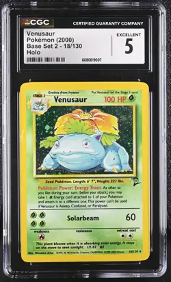 CGC 5 EXCELLENT Venusaur 2000 Base Set 2 18/130 Holo Rare Pokemon Card - Image 1