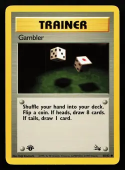 Gambler 60/62 Common 1st Edition Fossil Pokemon Card - Image 1