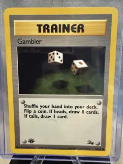 Pokemon Trainer Card 1999 Gambler 1st Edition Fossil Set 60/62 Common WOTC LP - Image 1