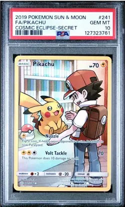 PSA 10 Pikachu Secret 241/236 Sun Moon Cosmic Eclipse Pokemon Card PSA 10 - Image 1