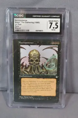 NECROPOTENCE Ice Age Rare 1995 MTG Magic Gathering Card Graded CGC 7.5 NM+ Error - Image 1