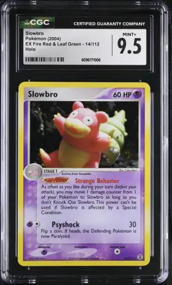 CGC 9.5 MINT+ Slowbro 2004 EX Fire Red & Leaf Green 14/112 Holo Pokemon Card - Image 1