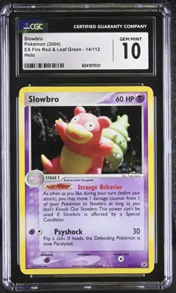 CGC 10 GEM MINT Slowbro EX Fire Red & Leaf Green 14/112 Holo Pokemon Card - Image 1
