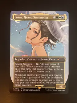 Yuna, Grand Summoner Borderless Foil FFX 0001 Promo Final Fantasy Commander - Image 1