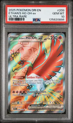 2025 POKEMON DRI EN-DESTINED RIVALS ULTRA RARE #209 ETHAN'S HO-OH EX PSA 10 - Image 1