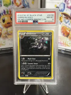 2016 POKEMON XY BLACK STAR PROMO #XY96 UMBREON-HOLO PROMO-COSMOS-BRKPNT PSA 8 - Image 1