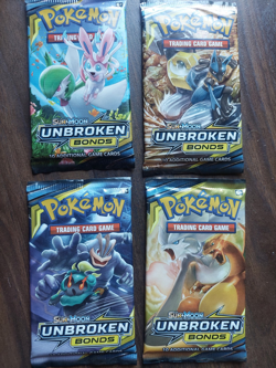 Unbroken Bonds Booster Pack x4 (Complete Art Set) Pokemon TCG - Image 1