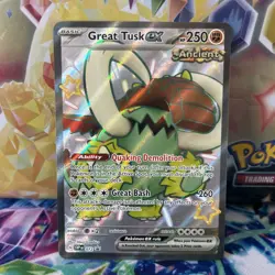 Pokemon TCG Great Tusk ex SVP EN 072 full art etched holo shiny black star promo - Image 1
