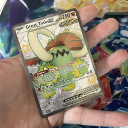 Pokemon TCG Great Tusk ex SVP EN 072 full art etched holo shiny black star promo - Image 3