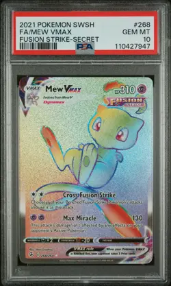 2021 Pokemon Sword & Shield Fusion Strike Mew VMAX Secret PSA 10 #268 - Image 1