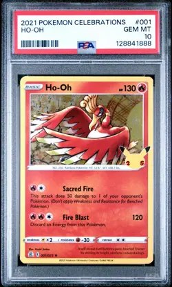 2021 Pokemon Celebrations HO-OH #001/025 PSA 10 GEM MINT Holo Rare - Image 1