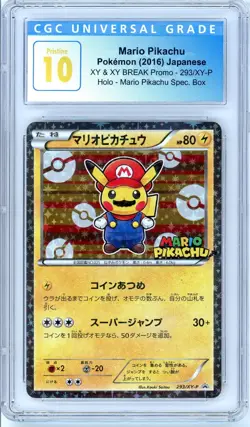 2016 Pokemon Japanese Xy Promo #293 Mario Pikachu Holo CGC PRISTINE 10 - Image 1
