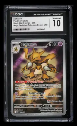 2025 POKEMON MEGA EVOLUTION POKEMON CENTER ETB PROMO #009 ALAKAZAM CGC 10 - Image 1