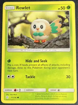 Rowlet 17/236 Pokemon English Sun & Moon Cosmic Eclipse 2019 - Image 1
