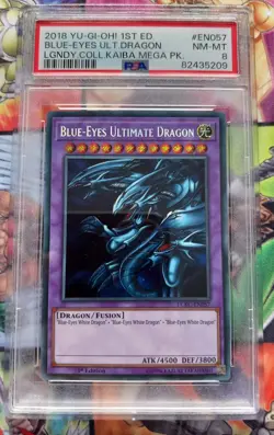 PSA 8 LCKC-EN057 Blue-Eyes Ultimate Dragon 1st Edition Secret Rare YU-GI-OH - Image 1