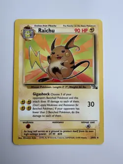 Raichu - 29/62 - Pokemon Fossil Unlimited Rare Card WOTC LP - Image 1
