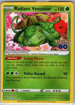 Radiant Venusaur 004/078 Pokemon GO - Pokemon Card - NM - Image 1