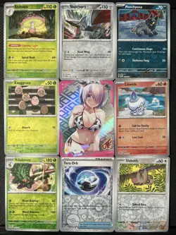 Rare Sexy Anime Waifu Card and 8 Holographic pokemon cards - Image 1