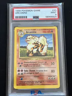 Arcanine 23/102 Uncommon 1999 Base Set Unlimited WOTC Pokemon Cards Mint PSA 9 - Image 1