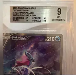 Suicune V GG38 Crown Zenith Galarian Gallery Ultra Rare Pokemon Card BGS 9 Mint - Image 2