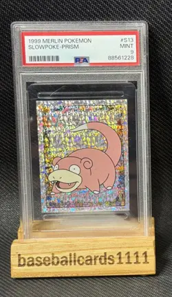 Pokemon Graded PSA 9 MINT 1999 Merlin Pokemon SLOWPOKE PRISM Sticker #S13 P2 - Image 1