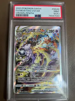 MEWTWO VSTAR PSA 9 OC 2023 POKEMON SWORD & SHIELD CROWN ZENITH #GG44 FULL ART - Image 1