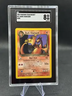 2000 Pokemon Team Rocket #21 Dark Charizard Rare SGC 8 NM - Image 1
