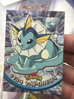 Pokemon 2000 TCG #134 Vaporeon Topps Animation Edition Series 3 Blue Logo - Image 1