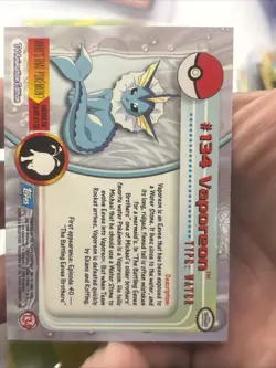 Pokemon 2000 TCG #134 Vaporeon Topps Animation Edition Series 3 Blue Logo - Image 4