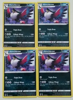 4x Pokemon TCG Silver Tempest: Honchkrow (107/195) - Uncommon - Near Mint - Image 1