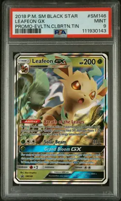 PSA MINT 9 2018 POKEMON SM BLACK STAR PROMO #SM146 LEAFEON GX PROMO-EVLTN.CLBRTN - Image 1