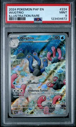 2024 POKEMON PAF EN-PALDEAN FATES ILLUSTRATION RARE #224 WUGTRIO PSA 9 - Image 1